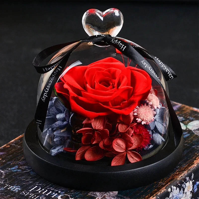 

The Beauty and Beast Rose Romantic Valentine's Day Gifts Eternal Preserve Rose in Glass Dome Birthday Gift Wedding Gift