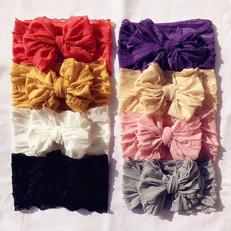 Oversize Lace Bow Baby Headband Wide Soft Flower Silk Hairband for Girl Headwear Children Bow Knot Turban Newbor Infant Headwrap baby stroller accessories