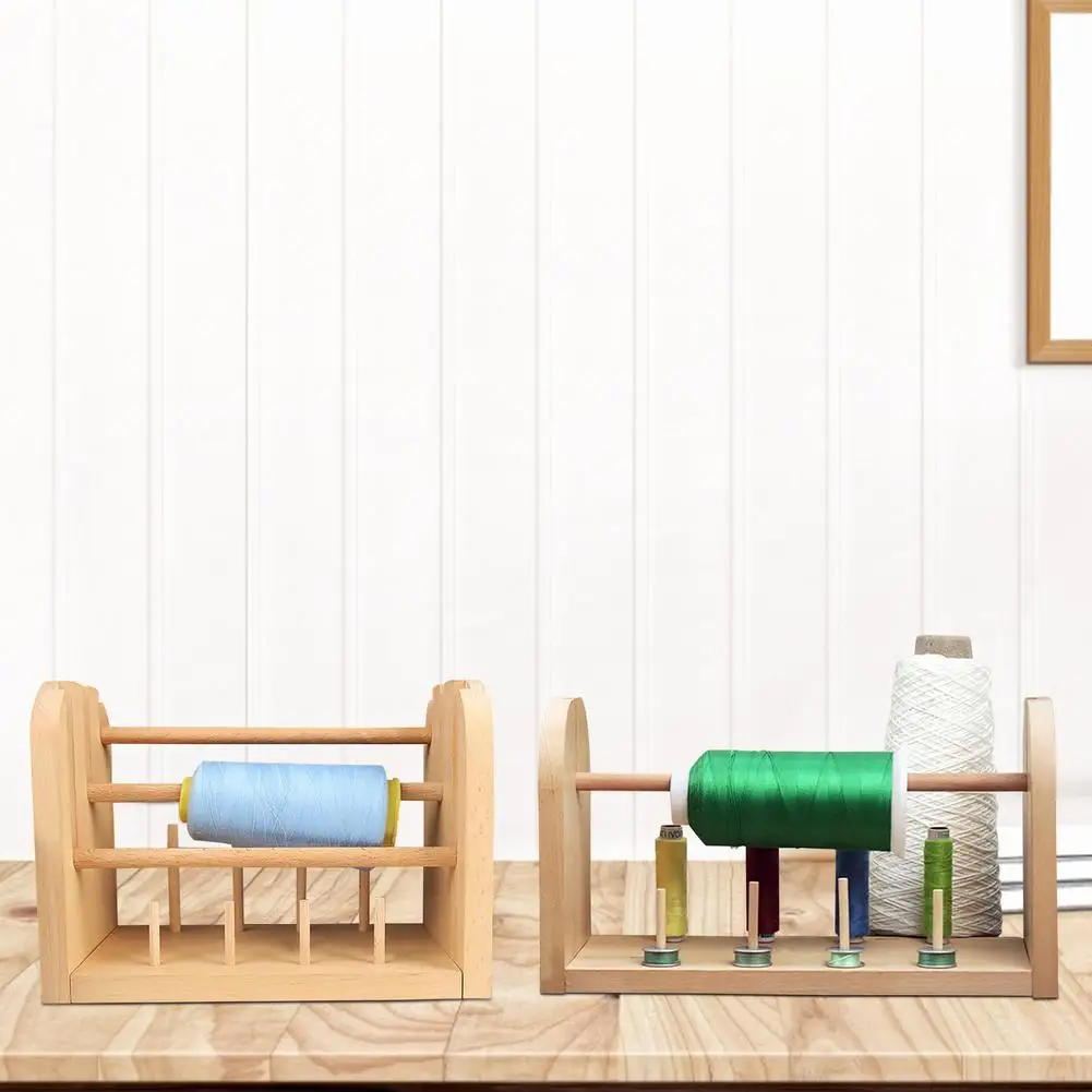 8 Spool Thread Rack Wooden Spools Holder Thread Organizer For