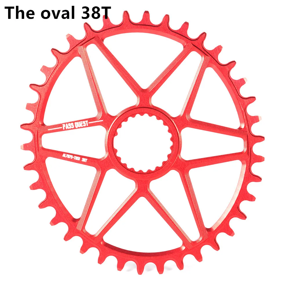 RED The oval 38T Pass Quest овальная Звездочка 34/36/38/40 т MTB узкая широкая цепь из колец цепь велосипедная Звездочка для deore xt M7100 M8100 M9100 SHIMANO 12S диаметра окружности болтов - Color: RED The oval 38T