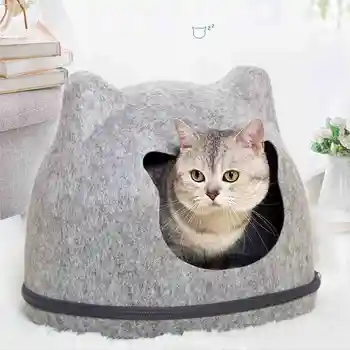

Warm Cat Ear Bed Pet House Cats Mat Kitten Hole Sleeping Fiber House Bench for Dog Puppy Home Nest Pet Tents Pet Products