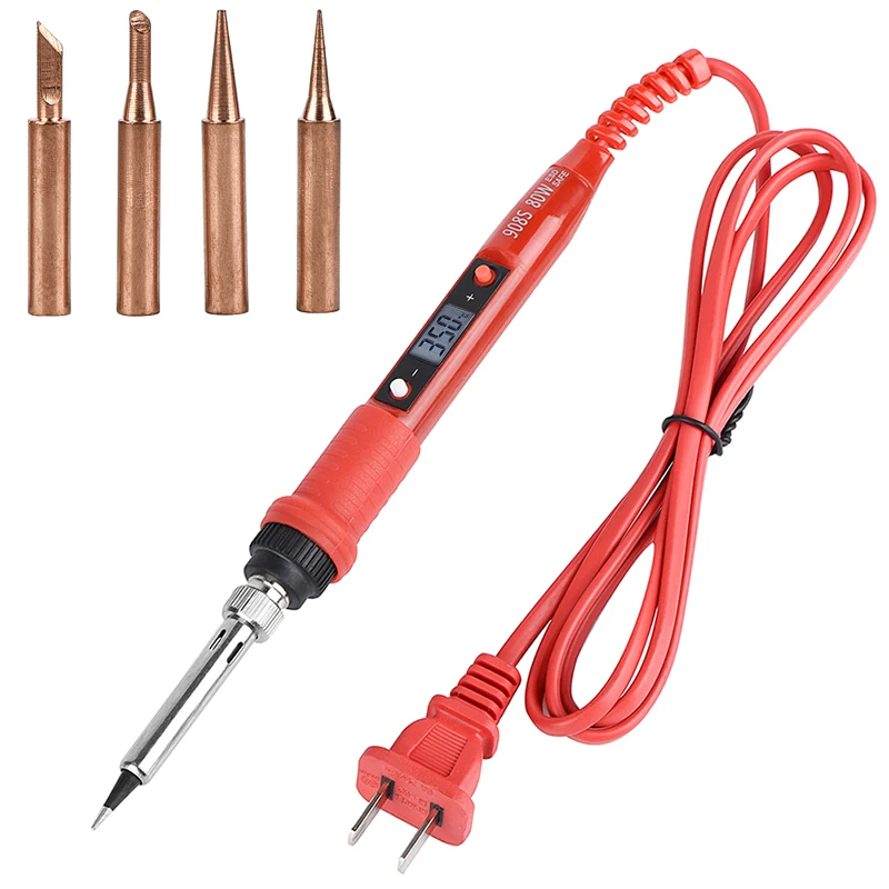 JCD 220V 110V 80W LCD Electric Soldering iron 908S Adjustable Temperature Solder iron With quality soldering Iron Tips and kits