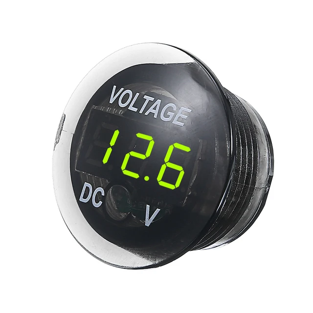 12V-24V Car Motorcycle Universal Waterproof Mini LED Digital Display Voltmeter Red/Green/Blue Light Digital Display GREEN