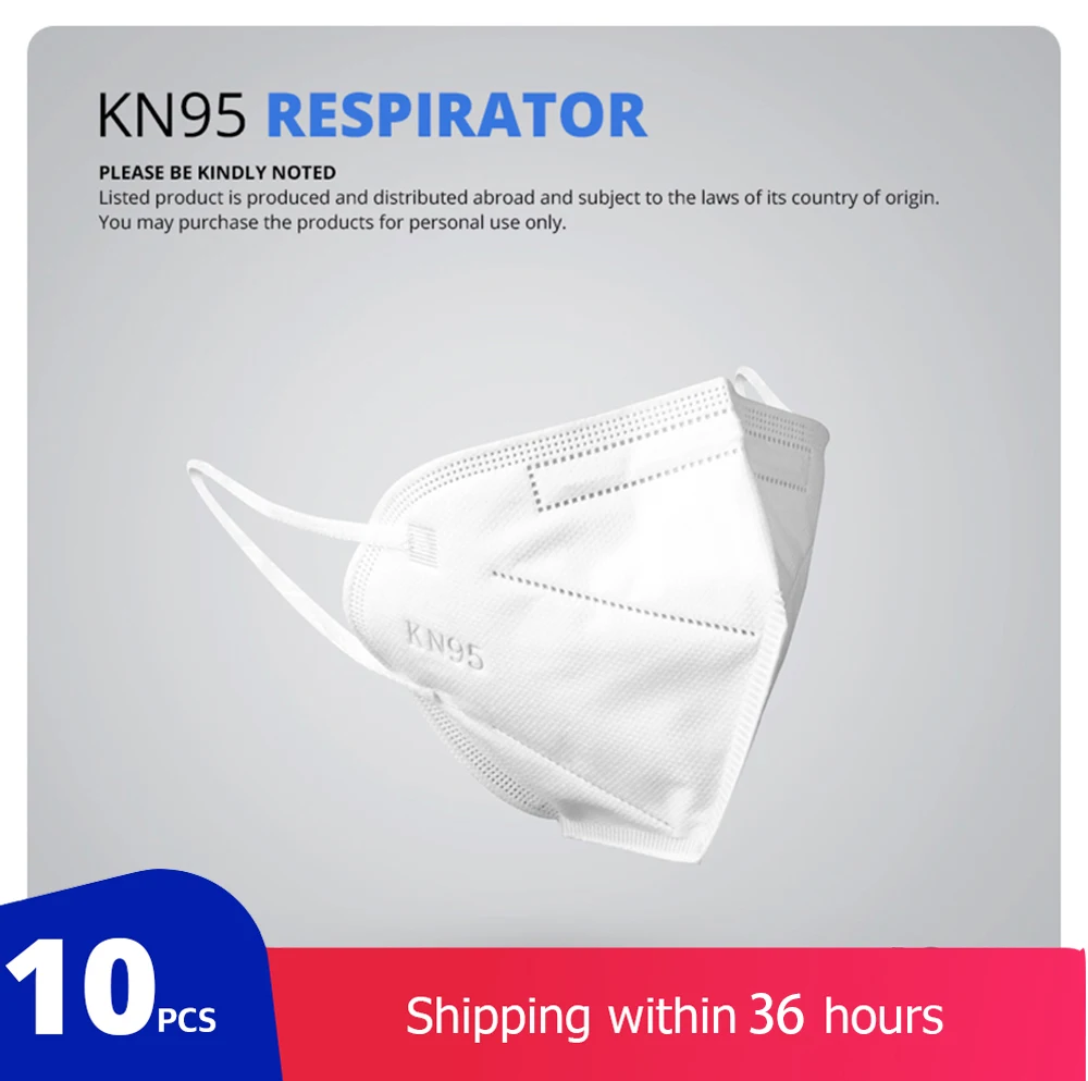 

10 pcs KN95 Protective Dustproof Anti-fog And Breathable Face Masks 95% Filtration Anti Virus N95 Masks Features as KF94 FFP2