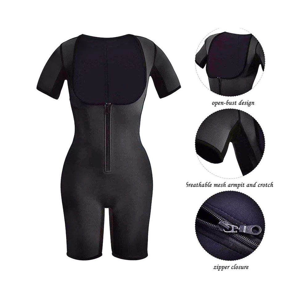 Горячая неопрена сауна спортивный костюм с длинными рукавами Body Shaper ultra Sweat Вес потери Bodysui грудью похудения Пояс для талии Корректирующее белье с застежкой-молнией