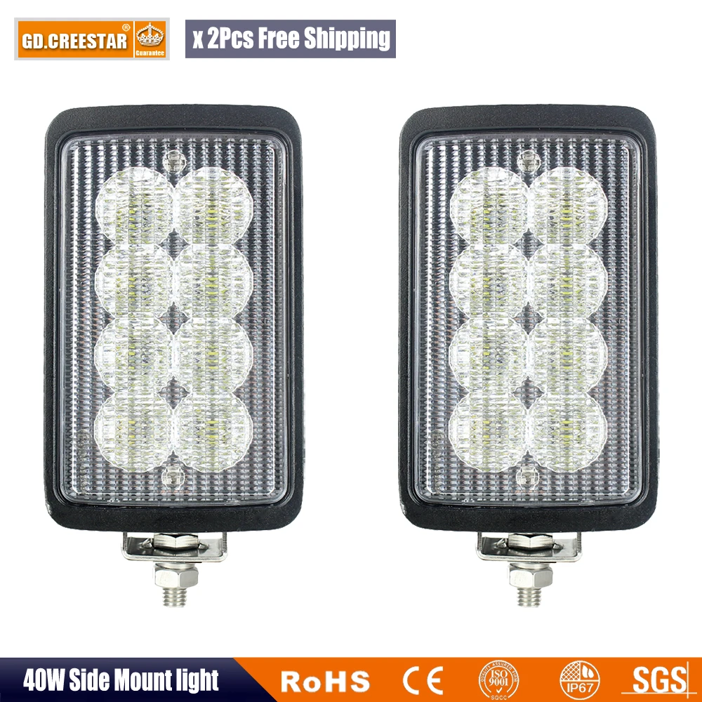 6x4 headlights For Front or Rear Upper Cab or Handrail Light Led Side Mount Work Lights For Case