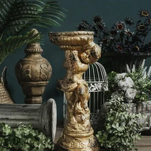 Золотой ангел мальчик держать римская колонна Stastue украшения ремесло домашнего интерьера Декор офисные настольные фигурки искусство сад цветочный горшок