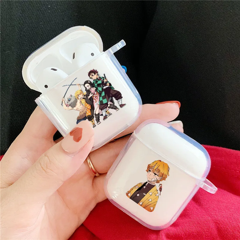 Чехол для наушников Airpods 1 2 защитный мягкий прозрачный чехол с изображением аниме