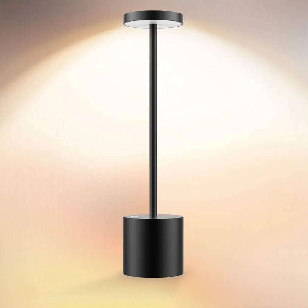 Simple Cordless Table Lamp LED Metal USB Rechargeable 2-Levels Brightness Night Light Desk Reading For Restaurant | Освещение