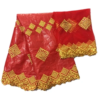 

STILL FLY bazin riche brocade 2019 new design red tissu african bazin lace with embroidery frecnh lace fabric 5+2yards/lot