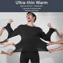 Мужской зимний теплый ультра тонкий ультра-светильник, эластичный комплект нижнего белья, 3 секунды, Термоодежда, пальто+ штаны