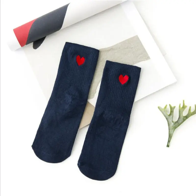 1 пара, женские короткие носки, милые красные носки с сердечками для колледжа, мягкие хлопковые носки на лето и осень,, носки для девочек Meias Sox