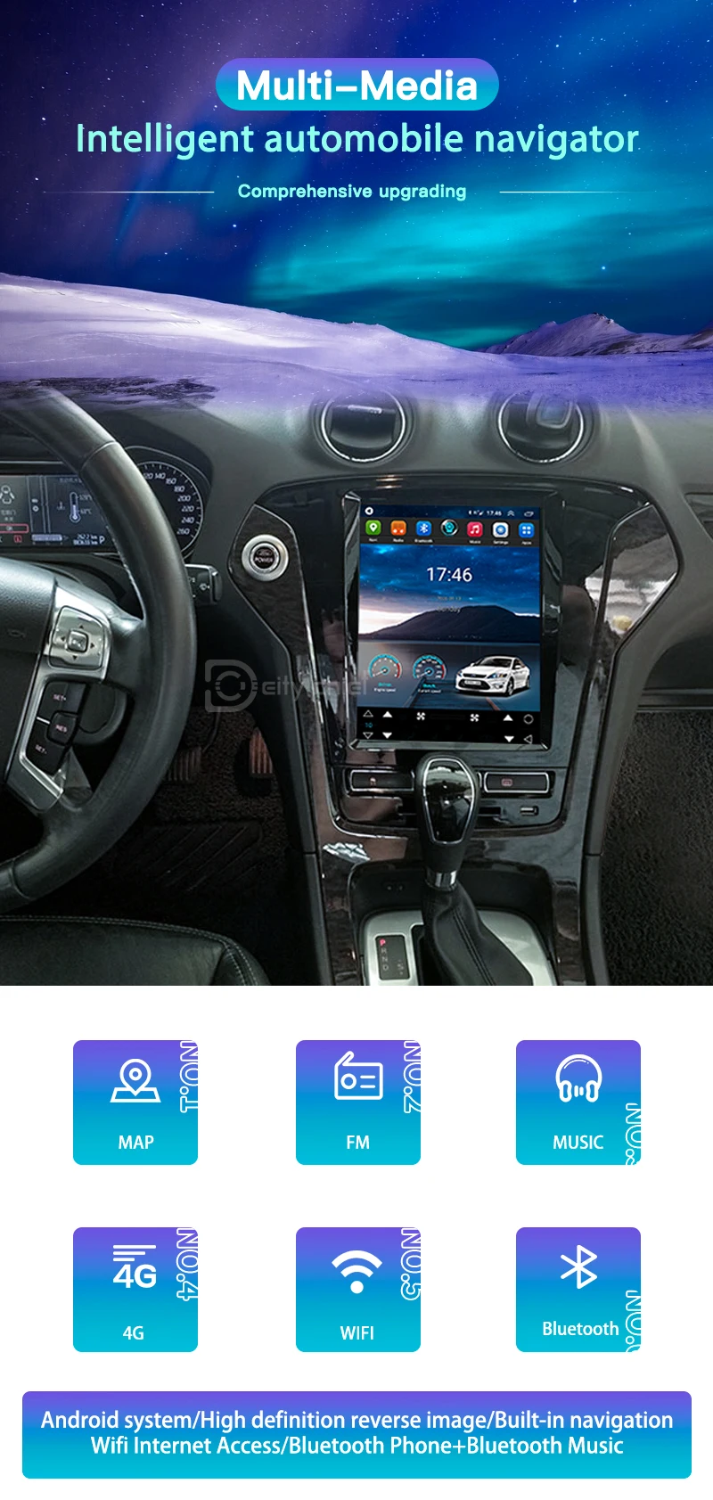 Android плеер для Ford Mondeo 2011 2013 лет вертикальный Большой экран GPS Мультимедийная