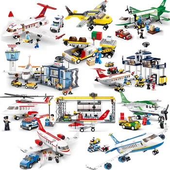 

New Sluban City Plane Series International Airport Airbus Aircraft Airplane Building Blocks Sets Figures Brick Toys for children