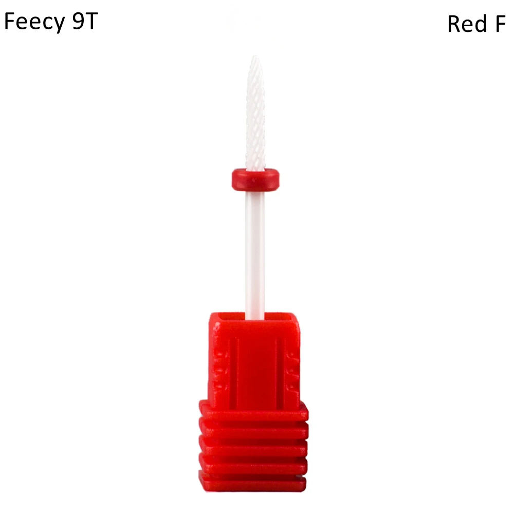 Feecy 9T Red F Фрезы для маникюра, фрезы для электрической дрели, фрезы для маникюра, радужные фрезы из нержавеющей стали - Color: Feecy 9T Red F