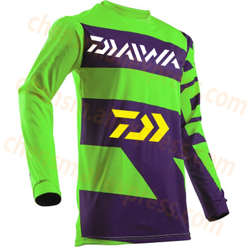 Дышащая теплая одежда для рыбалки Daiwa, Мужская зимняя рубашка с длинным рукавом, однотонная одежда для рыбалки, дышащая быстросохнущая трикотажная одежда - Цвет: 06