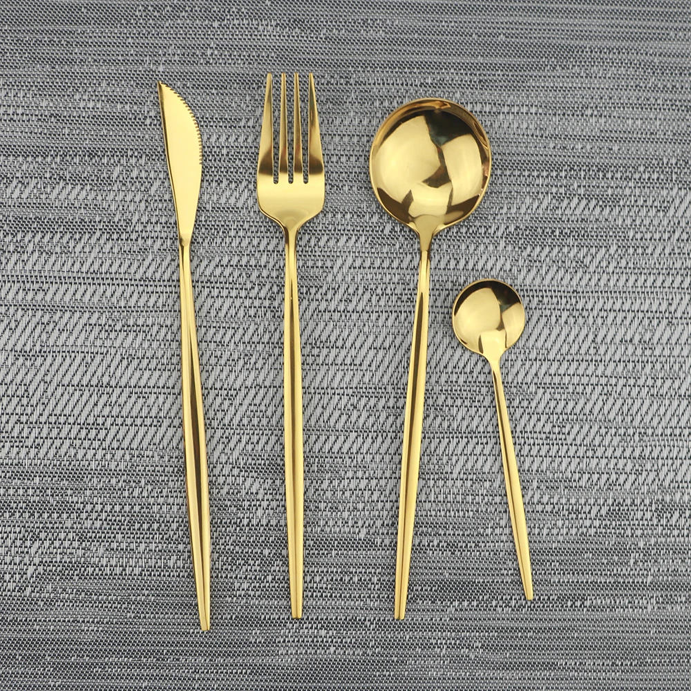 

304 Stainless Steel Dinnerware Kinife Fork Spoon Teaspoon Flatware High Quality Mirror Gold Home Dinner Set Kitchen Accessories