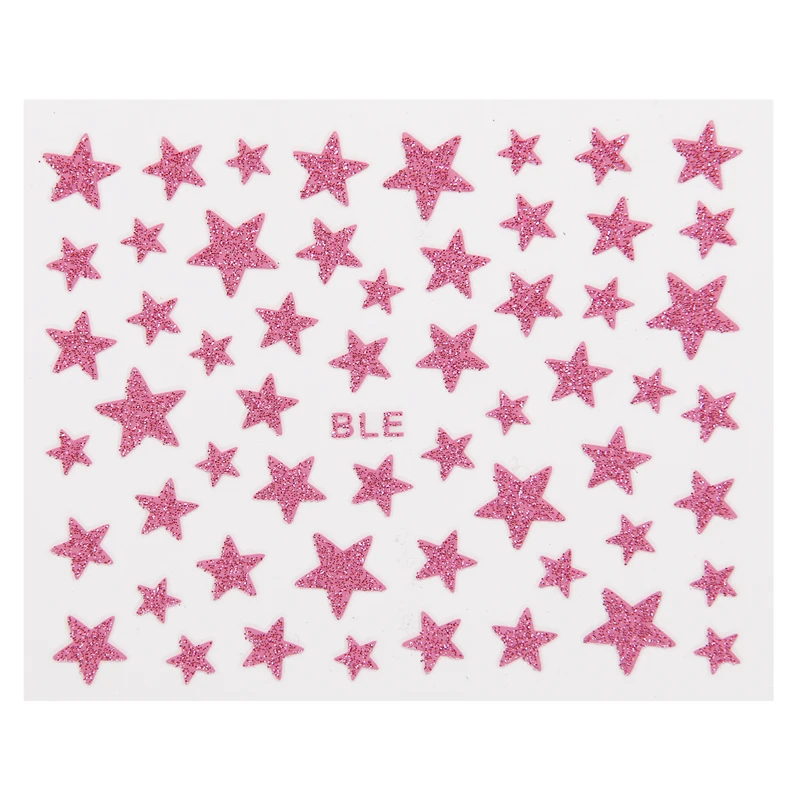 3D слайдер для ногтей, наклейки со звездами, блестящие наклейки для украшения, Переводные самоклеящиеся цветные наклейки для маникюра - Цвет: Pink