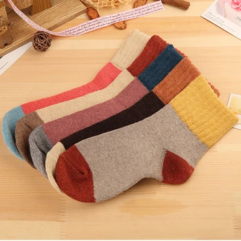 

Retro Thick Women Girl Socks Spring Autumn Winter Wool Patchwork Socks New Japanese Short Ankle Sock Students Hosiery