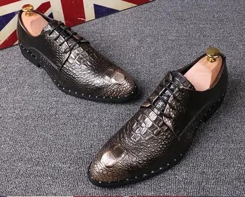 

Handmade Men Dress Loafers Microfiber Leather Formal Business Oxfords Shoes Leisure Men's Flats for Party Alligator shoes for me