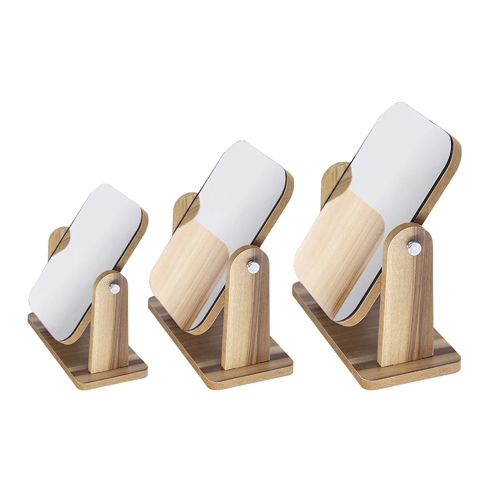 Деревянное зеркало для макияжа квадратное складное туалетное косметическое