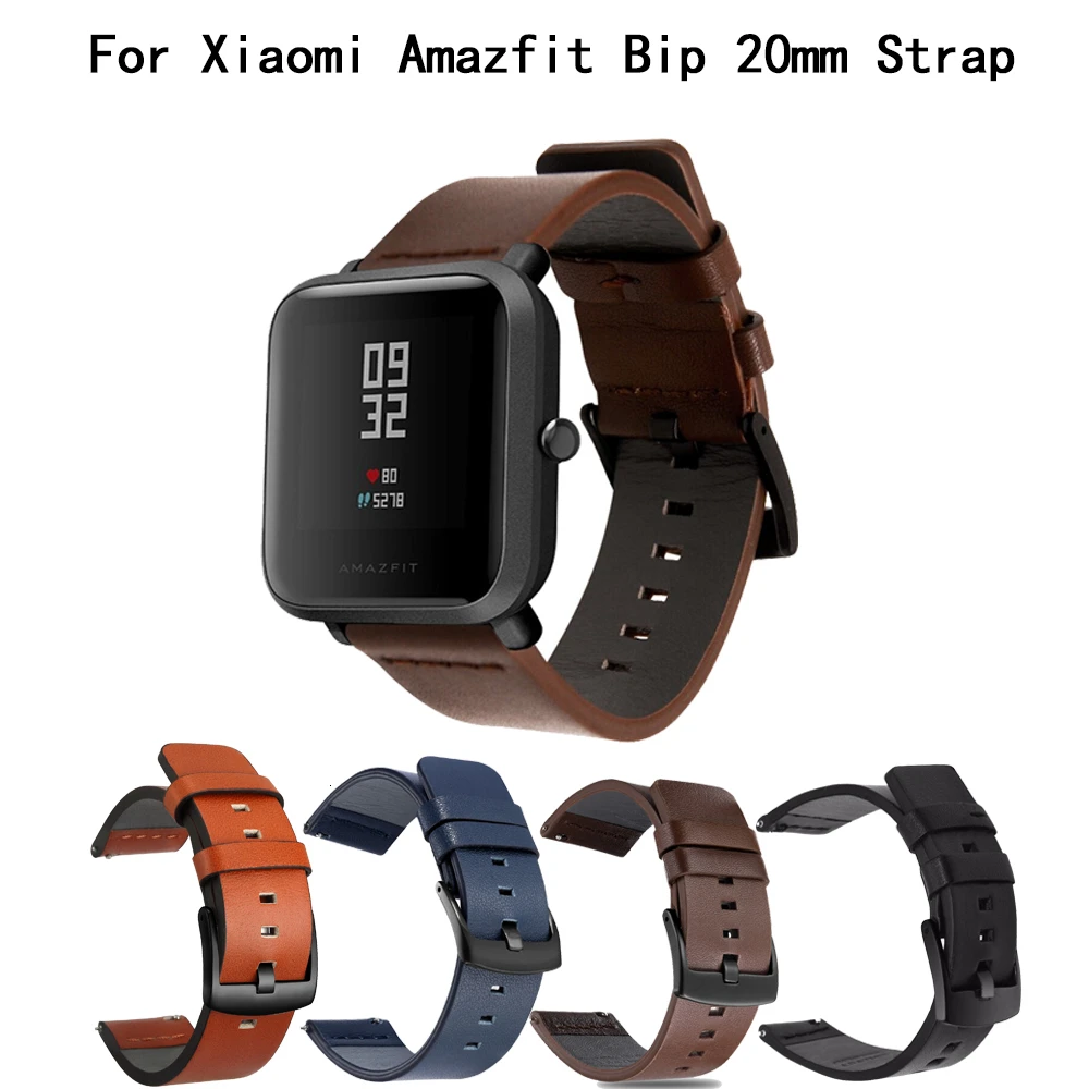 Ремешок кожаный для Xiaomi Huami Amazfit Bip BIT Lite youth сменный спортивный браслет смарт часов