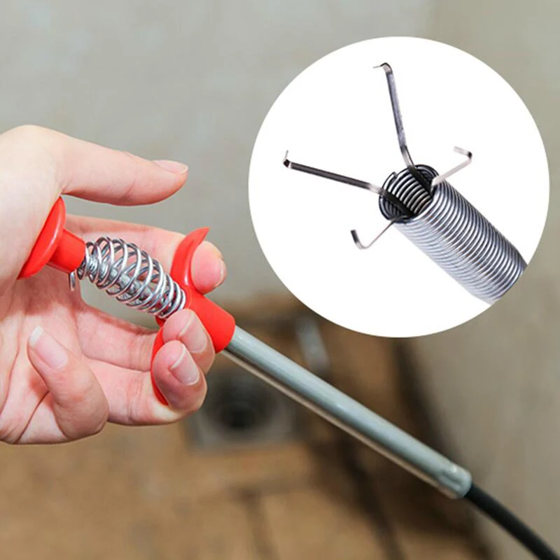 

160cm Metal Kitchen Sink Cleaning Hook Bath Sink Bathtub Sewer Hair Dredging Tools Pipeline Suction Pipe Dredger Wire Brush