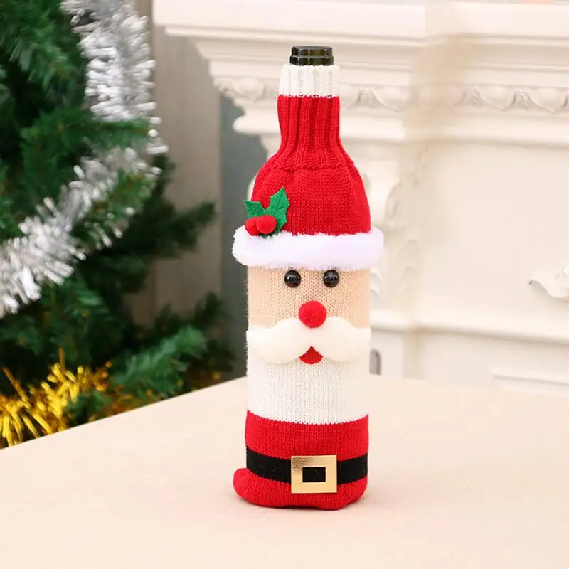 Рождественский стиль красное вино бутылка набор Санта Клаус Снеговик для бутылки Декор Рождественский обеденный стол вечерние Декор