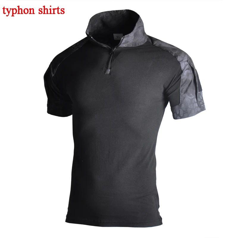 shirts typhon Страйкбол Пейнтбол Камуфляж тактическая одежда и брюки с короткими рукавами охотничья Униформа дышащие унисекс стрельба армейские костюмы - Цвет: shirts typhon