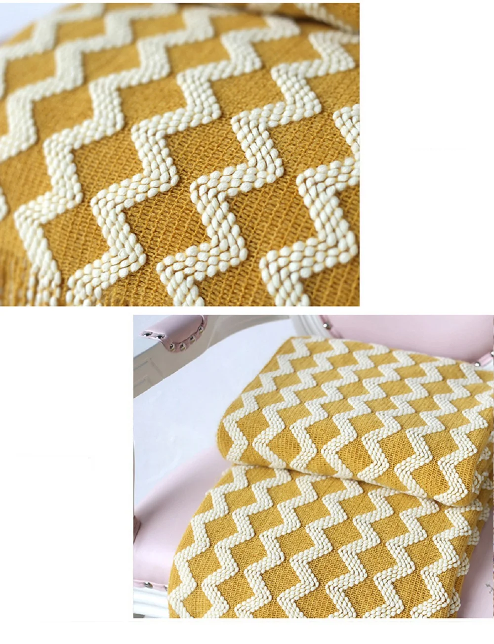 Knitted Decorative Throw Blanket with Tassel Sofa Plaid Photography Props Cobertor Manta