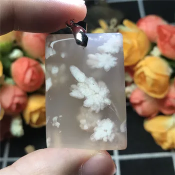 

Genuine Natural Cherry Agate Pendant Jewelry For Women Rectangle Crystal 925 Silver 37x25x6mm Beads Stone Necklace Pendant AAAAA