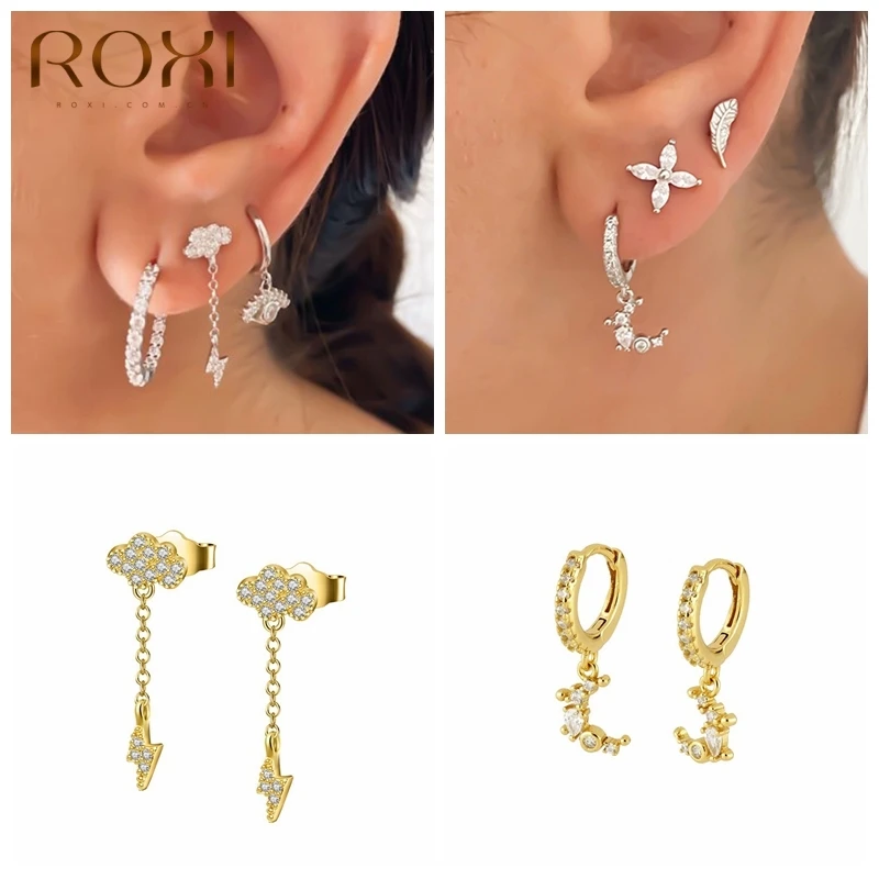 ROXI милые облака Молния Полумесяц Серьги кольца для женщин детей Изящные
