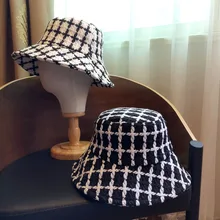 10 шт./лот 01910-duxiao элегантный твидовый в клетку клетчатый показать стиль леди женская панама Кепка рыбака