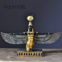 Aqumotic Egyptian Gods Goddess Ornament 1pc Large Isis Sculpture Adorn for Home Eye of Egypt Furnishing Articles Decorate
