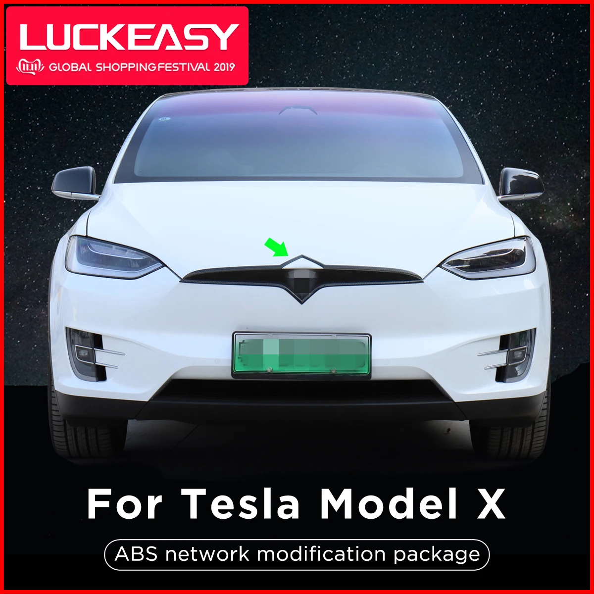 LUCKEASY ABS networ k модификация посылка для Tesla модель X- автомобиля Передняя сетка отделка полосы углеродного волокна