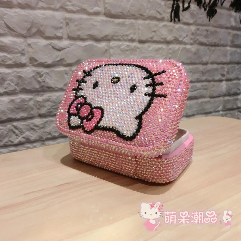 Hello kitty, ручная работа, сделай сам, шкатулка для украшений, сундук с сокровищами, аксессуары для принцесс, коробка для сережек с бриллиантами, портативная коробка для хранения ювелирных изделий
