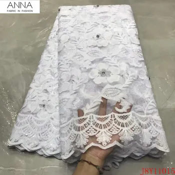 

Anna white african net lace french sequins fabric 5 yards embroidered with rhinestones nigerian tulle laces fabrics for wedding