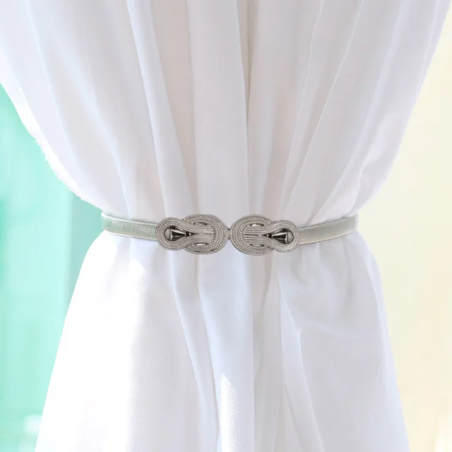 ⚡️Metal Curtain Clip Tieback Buckle Clips Curtain Holders Golden Silver Color Leaves Bow Elk Buckle Tie Back Curtain Accessories Simple silver