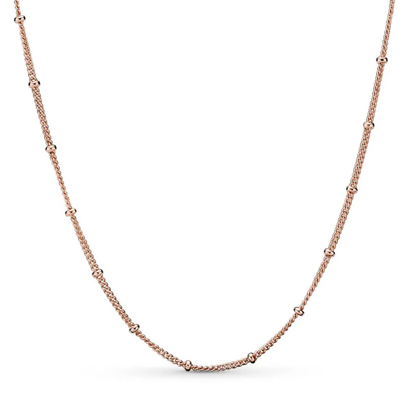 

2019 New Trendy 925 Sterling Silver Pans Rose Beaded Necklace Chain Original For Women Fine DIY Charms Jewelry Birthday Gift