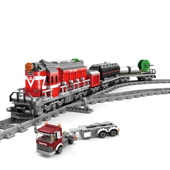 

1002+Pcs City Railway Train Dongfang 5 Diesel Locomotive Track Sets Building Blocks Toy with Light gift - Dynamic Version