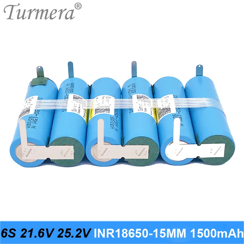 6s 21,6 v 25,2 v аккумулятор 18650 упаковка inr18650-15mm 1500mah 25a паяльная батарея для отвертки батарея для пылесоса на заказ