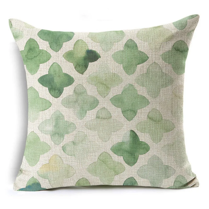 Leaf green decorative cushion cover flower pillowcase car sofa decorative pillowcase household pillow 45 x 45 cm 