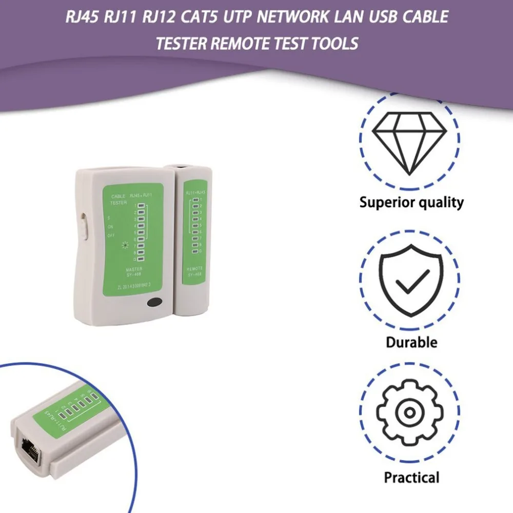 Профессиональный RJ45 RJ11 RJ12 CAT5 модульный коннектор для неэкранированной витой сети LAN кабель USB, тестер детектор средство для Удаленной Проверки сетевое оборудование инструмент