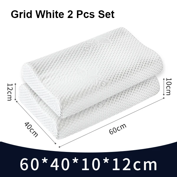2 Grid White Set Фиолетовый Латекс 60x40 Чистый натуральный латекс Таиланд подушка для шеи позвоночника ортопедические подушки защита шейного позвонка для контура сна - Цвет: 2 Grid White Set