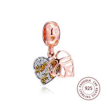 Подходит Pandora шарм браслеты стерлингового серебра 925 металла бисера сверкающие листья Висячие Подвески-талисманы для изготовления ювелирных изделий kralen