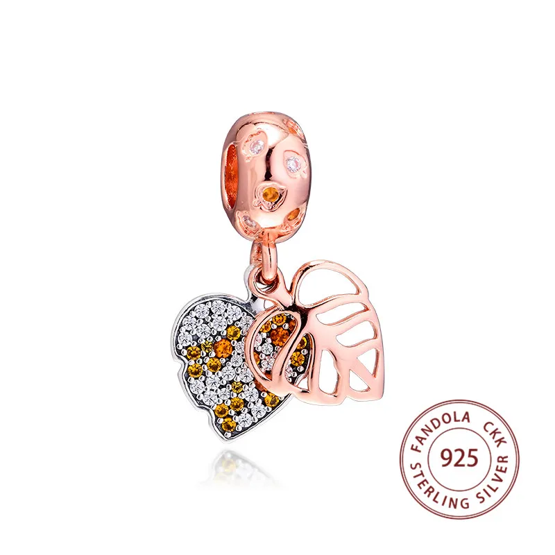 

Fits Pandora Charm Bracelets 925 Sterling Silver Metal Bead Sparkling Leaves Dangle Charms Beads for Jewelry Making kralen