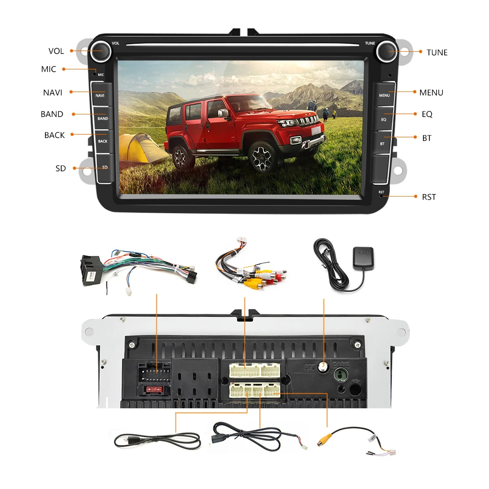  Podofo 2 Din 8 ''Android 8.1 Autoradio Multimedia MP5 Lettore Audio per Volkswagen Auto Lettore Gps