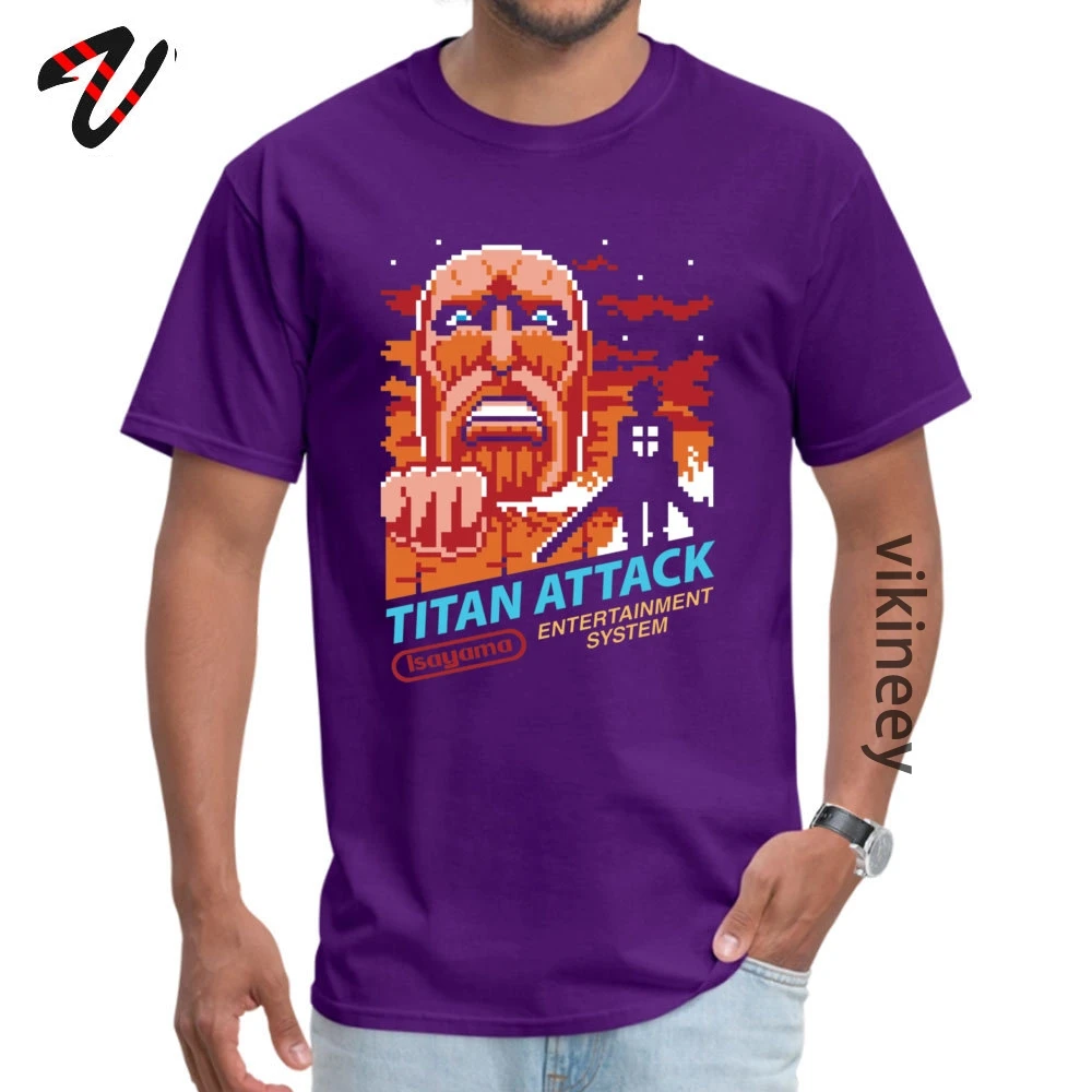 Family Short Sleeve Tops &amp;amp; Tees Summer Crewneck 100% Cotton Men T Shirt Titan Attack Family Tops Shirt 2019 Hot Sale Titan Attack 13075 purple