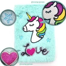 Plush Girls Journal Colorful Love Unicorn,Kawaii Diary Agenda Weekly Planner Writing Paper For Students,School Office Supplies