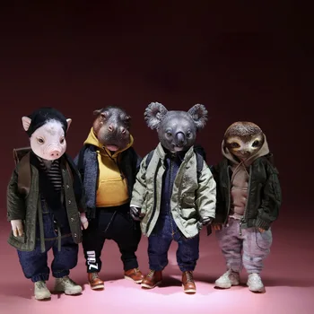 

16cm Realistic Animal Action Figure Otter Slothy Su/Koala LaLa Ko/Pig Porky Zhu/Hippo WoHe Ma Model Decoration Educational Toy
